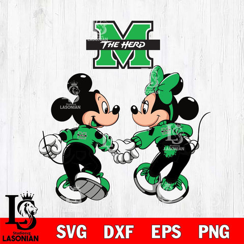 Marshall Thundering Herd Fan Minnie And Mickey Love Svg Eps Dxf Png File, Digital Download, Instant Download