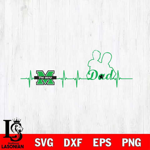 Marshall Thundering Herd Father Heart Beat Svg Eps Dxf Png File, Digital Download, Instant Download