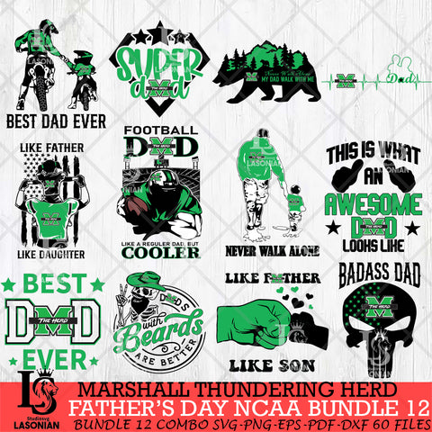 Marshall Thundering Herd Fathers Day NCAA Bundle 12 Svg Eps Dxf Png File, Digital Download, Instant Download