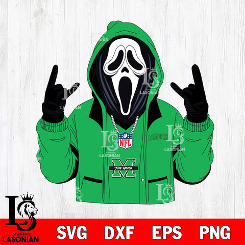 Marshall Thundering Herd Ghostface Scream Football Halloween Svg Eps Dxf Png File, NCAA svg, Digital Download, Instant Download