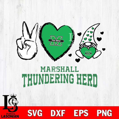Marshall Thundering Herd Gnomes Peace & Love Svg Eps Dxf Png File, Digital Download, Instant Download