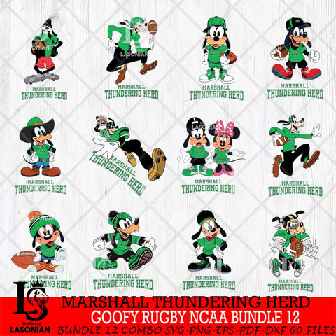 Marshall Thundering Herd Goofy Rugby Disney NCAA Bundle 12 SVG DXF EPS PNG FILE,NCAA bundle svg ,Football Digital Download,Instant Download, Silhouette