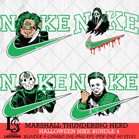 Marshall Thundering Herd Halloween Nike NCAA Bundle 4 Svg Eps Dxf Png File, Digital Download, Instant Download
