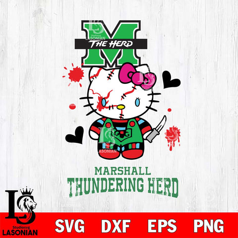 Marshall Thundering Herd Hello Kitty Horror 2 Svg Eps Dxf Png File, Digital Download