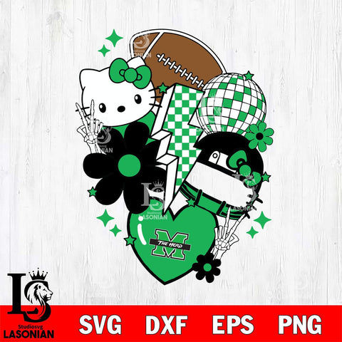Marshall Thundering Herd Hello Kitty NCAA 2 Svg Eps Dxf Png File, Digital Download, Instant Download