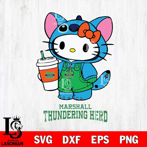 Marshall Thundering Herd Hello Kitty Stitch Svg Eps Dxf Png File, NCAA svg, Digital Download, Instant Download