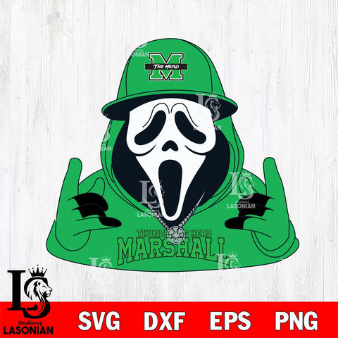 Marshall Thundering Herd Horror Character Ghostface Sport Svg Eps Dxf Png File, NCAA svg, Digital Download, Instant Download