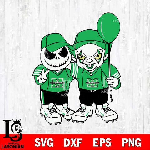 Marshall Thundering Herd Jack Skellington And Pennywise Football Svg Eps Dxf Png File, NCAA svg, Digital Download, Instant Download