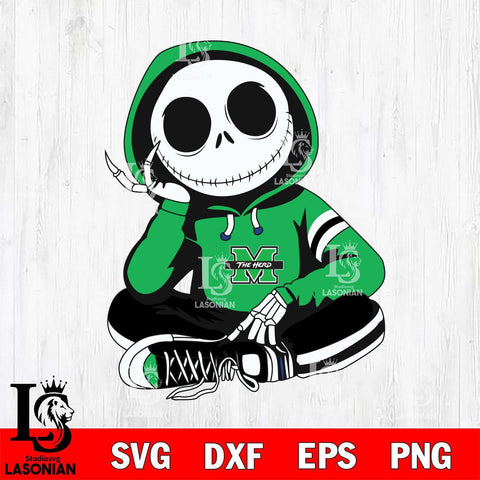 Marshall Thundering Herd Jack Skellington halloween Svg Eps Dxf Png File, NCAA svg, Digital Download, Instant Download