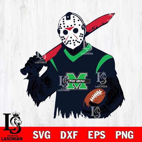 Marshall Thundering Herd Jason Voorhees Horror Halloween 2 Svg Eps Dxf Png File, NCAA svg, Digital Download, Instant Download