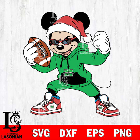 Marshall Thundering Herd Mickey Cool Football Christmas File Cut, NCAA SVG DXF EPS PNG FILE, Digital Download , Criucut , Silhouette