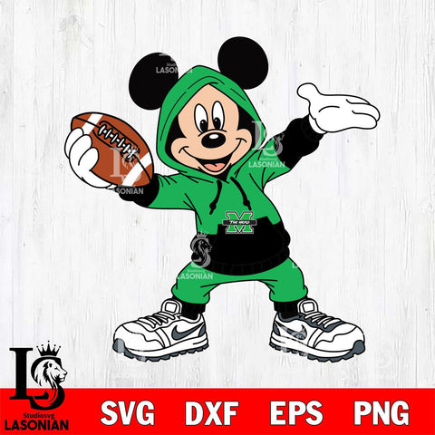 Marshall Thundering Herd Mickey Disney Football Christmas File Cut, NCAA SVG DXF EPS PNG FILE, Digital Download , Criucut , Silhouette