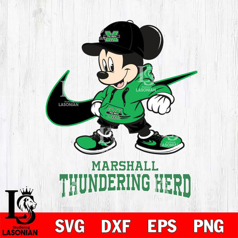 Marshall Thundering Herd Mickey Mouse NIKE, Svg Eps Dxf Png File, Digital Download