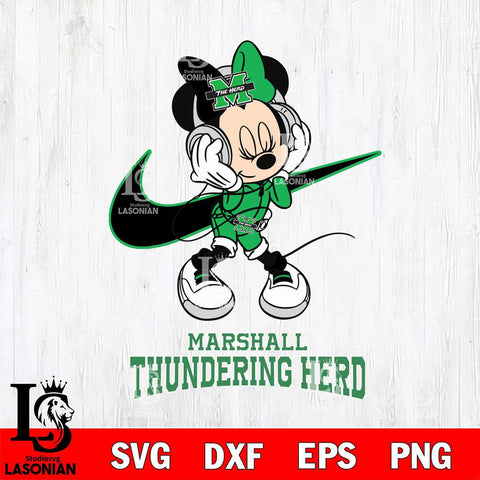 Marshall Thundering Herd Minnie Mouse Dancing NIKE, Svg Eps Dxf Png File, Digital Download