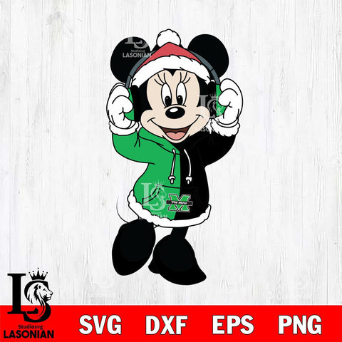 Marshall Thundering Herd Minnie Mouse Disney Football Christmas File Cut, NCAA SVG DXF EPS PNG FILE, Digital Download , Criucut , Silhouette