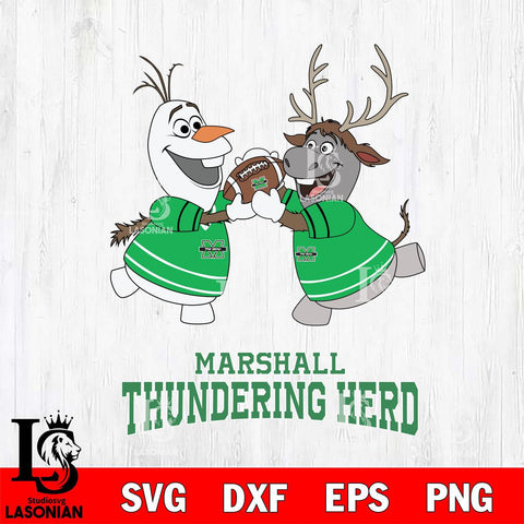 Marshall Thundering Herd Olaf & Sven Football Cricut,Christmas SVG DXF EPS PNG FILE, NCAA Digital Download,Instant Download, Silhouette