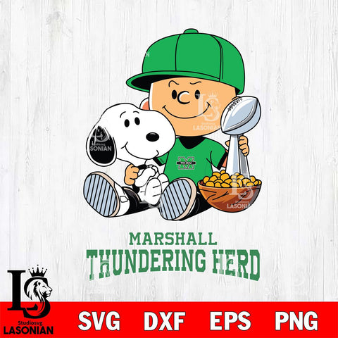 Marshall Thundering Herd Peanuts Snoopy Champion football SVG DXF EPS PNG FILE,Snoopy File Cut, NCAA Digital Download,Instant Download,Christmas Silhouette