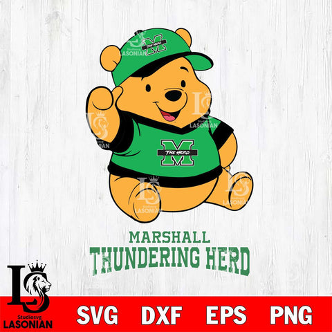 Marshall Thundering Herd Pooh Bear Disney, Svg Eps Dxf Png File, Digital Download