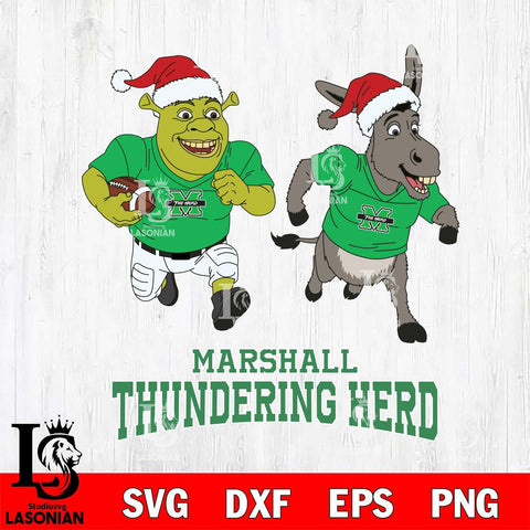Marshall Thundering Herd Shrek and Donkey Football Cricut,Christmas SVG DXF EPS PNG FILE, NCAA Digital Download,Instant Download, Silhouette
