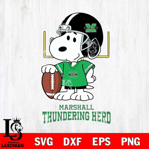 Marshall Thundering Herd Snoopy Player Football SVG DXF EPS PNG FILE,Snoopy File Cut, NCAA Digital Download,Instant Download,Christmas Silhouette