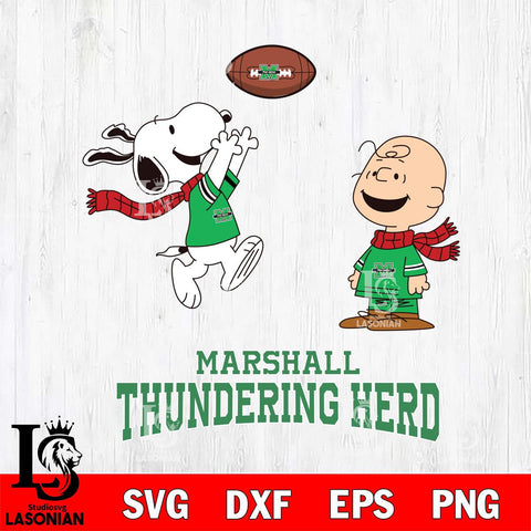 Marshall Thundering Herd Snoopy & Charlie Brown Football Cricut,Christmas SVG DXF EPS PNG FILE, NCAA Digital Download,Instant Download, Silhouette