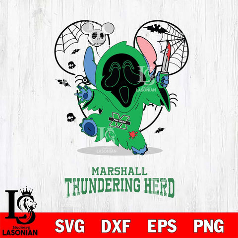 Marshall Thundering Herd Stitch Ghost Face Halloween 2 Svg Eps Dxf Png File, Digital Download, Instant Download