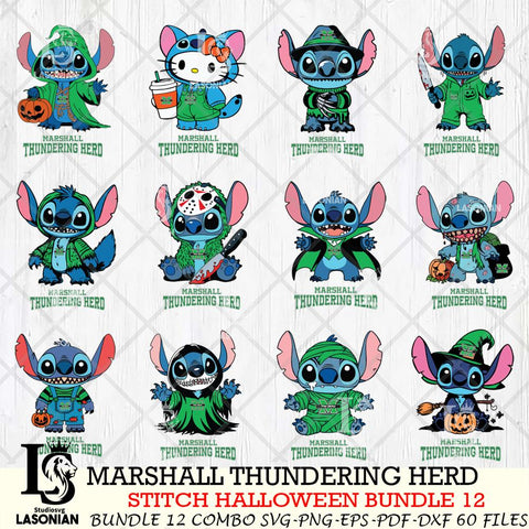 Marshall Thundering Herd Stitch Horror Bundle 12 SVG Svg Eps Dxf Png File, NCAA svg, Digital Download, Instant Download