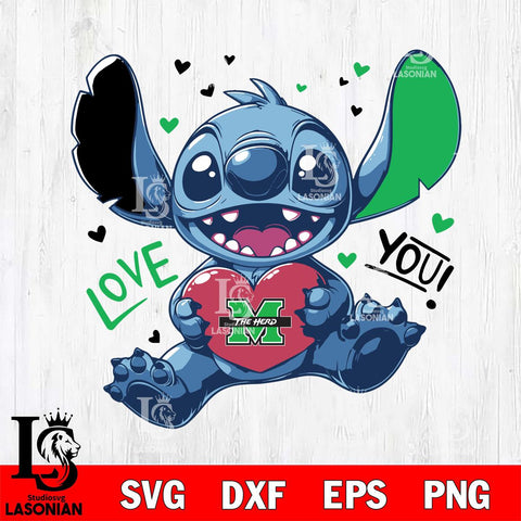 Marshall Thundering Herd Stitch Love Svg Eps Dxf Png File, NCAA svg, Digital Download, Instant Download