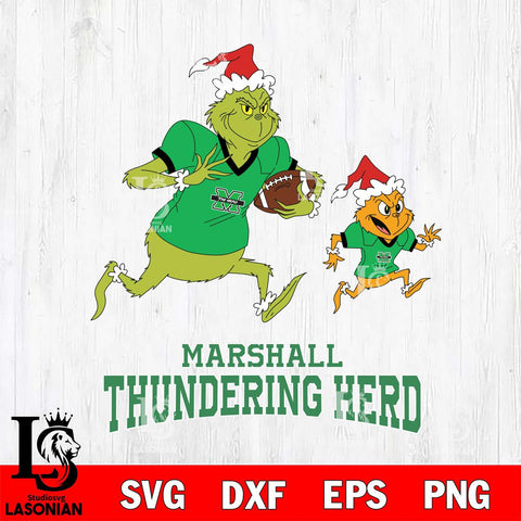 Marshall Thundering Herd The Grinch & Max Football Cricut,Christmas SVG DXF EPS PNG FILE, NCAA Digital Download,Instant Download, Silhouette