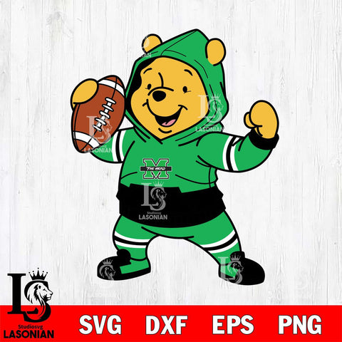 Marshall Thundering Herd Winnie The Pooh Disney Football Christmas File Cut, NCAA SVG DXF EPS PNG FILE, Digital Download , Criucut , Silhouette