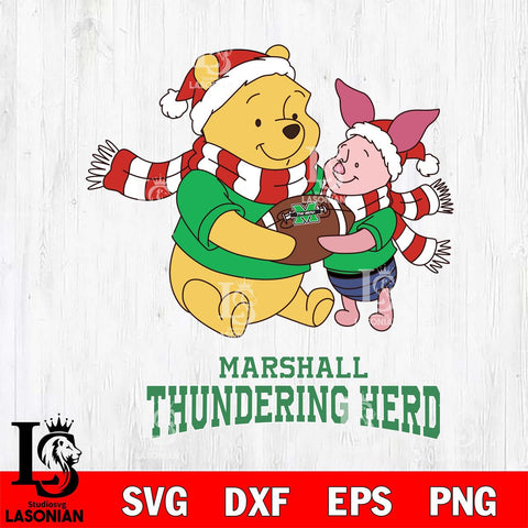Marshall Thundering Herd Winnie the Pooh & Piglet Football Cricut,Christmas SVG DXF EPS PNG FILE, NCAA Digital Download,Instant Download, Silhouette