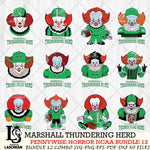 Marshall Thundering Herd  Pennywise Horror NCAA Bundle 12 SVG Svg Eps Dxf Png File, Digital Download