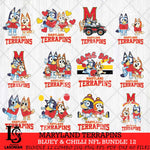 Maryland Terrapins Bluey & Bingo Bundle 12 SVG Svg Eps Dxf Png File, Bundle NCAA svg, Digital Download, Instant Download