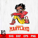 Maryland Terrapins Betty Boop Black Fan Girl Svg Eps Dxf Png File, Digital Download, Instant Download
