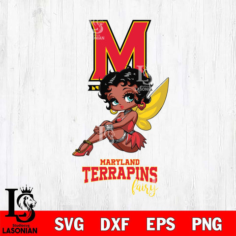 Maryland Terrapins Beauty Black Fairy Betty Boop, Svg Eps Dxf Png File, Digital Download