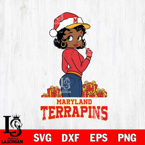 Maryland Terrapins Betty Boop Back File Cut, NCAA SVG DXF EPS PNG PDF File, Digital Download , Criucut , Silhouette