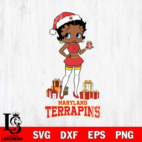 Maryland Terrapins Betty Boop Christmas Gift File Cut, NCAA SVG DXF EPS PNG PDF File, Digital Download , Criucut , Silhouette