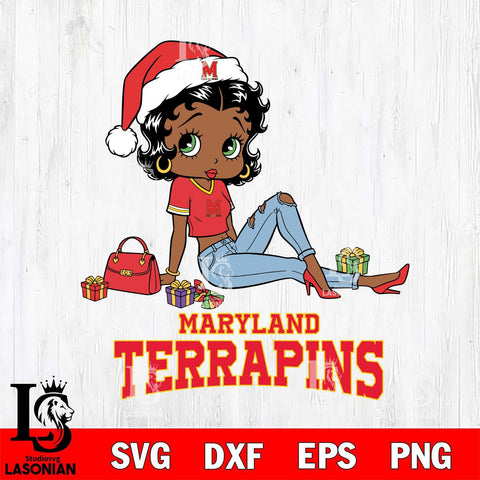 Maryland Terrapins Betty Boop Christmas Packing File Cut, NCAA SVG DXF EPS PNG PDF File, Digital Download , Criucut , Silhouette