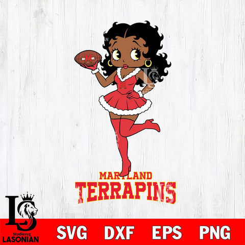 Maryland Terrapins Betty Boop Christmas Rugby File Cut, NCAA SVG DXF EPS PNG PDF File, Digital Download , Criucut , Silhouette