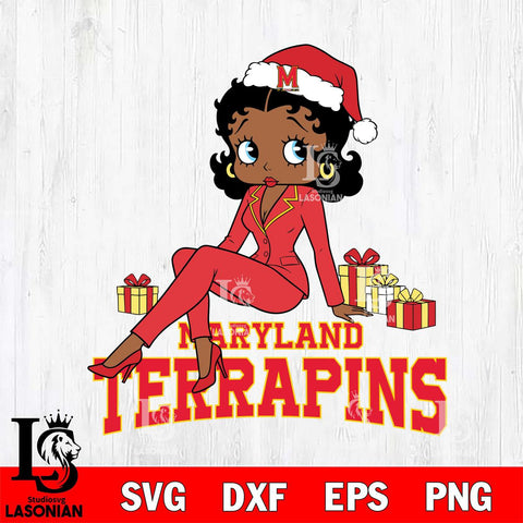 Maryland Terrapins Betty Boop Christmas fan File Cut, NCAA SVG DXF EPS PNG PDF File, Digital Download , Criucut , Silhouette