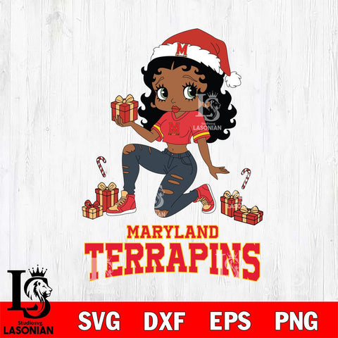Maryland Terrapins Betty Boop Gift File Cut, NCAA SVG DXF EPS PNG PDF File, Digital Download , Criucut , Silhouette