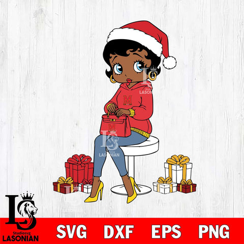 Maryland Terrapins Betty Boop Sit Christmas File Cut, NCAA SVG DXF EPS PNG PDF File, Digital Download , Criucut , Silhouette