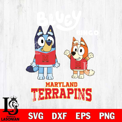 Maryland Terrapins Bluey & Bingo 4 Svg Eps Dxf Png File, NCAA svg, Digital Download, Instant Download
