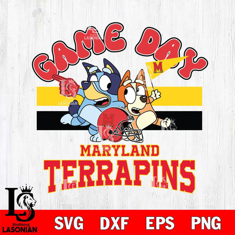 Maryland Terrapins Bluey & Bingo 9 Svg Eps Dxf Png File, NCAA svg, Digital Download, Instant Download
