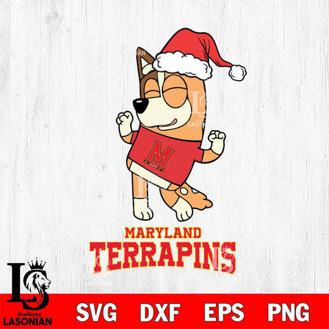 Maryland Terrapins Bluey Chilli Happy Christmas Svg Eps Dxf Png File, Digital Download