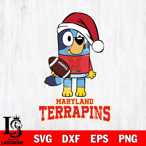 Maryland Terrapins Bluey Christmas Svg Eps Dxf Png File, Digital Download