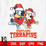 Maryland Terrapins Bluey Christmas Holiday Svg Eps Dxf Png File, Digital Download