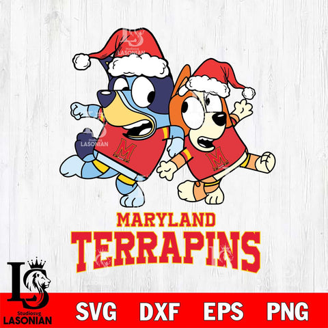 Maryland Terrapins Bluey Christmas Holiday Svg Eps Dxf Png File, Digital Download