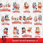 Maryland Terrapins Bluey Dace Mode NCAA Bundle 12 SVG Eps Dxf Png File, Digital Download, Instant Download