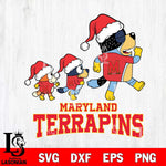 Maryland Terrapins Bluey Family Christmas Svg Eps Dxf Png File, Digital Download